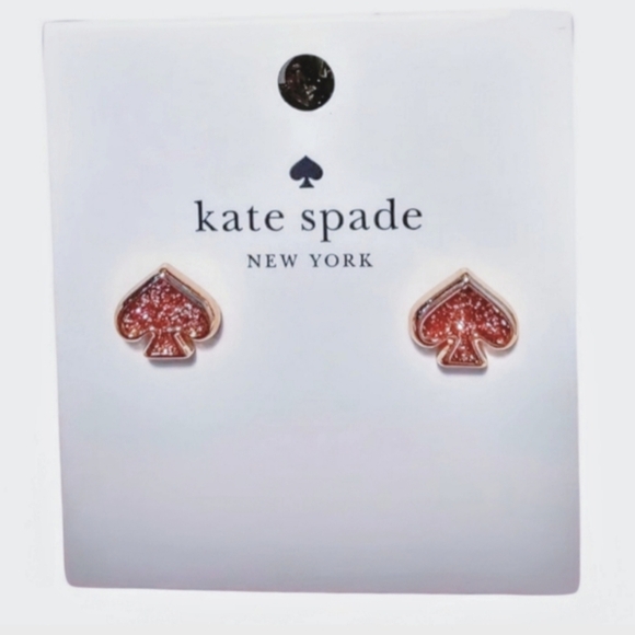 NEW kate spade rose gold pink glitter earrings - Picture 1 of 5